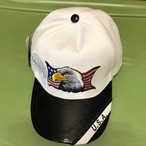 White Cap With Eagle Embroidery USA One size cap men